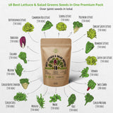 18 Lettuce & Salad Greens Seeds Variety Pack 9200+ Non-GMO Heirloom Lettuce Seeds - Organo Republic