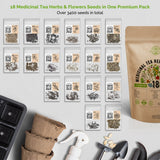 18 Medicinal Tea Herb & Flower Seeds Variety Pack for Planting Indoor & Outdoors. - Organo Republic