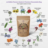 20 Edible Flower Seeds Variety Pack for Planting Indoor & Outdoors - Organo Republic