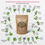 25 Medicinal & Tea Herb Seeds Variety Pack for Planting Indoor & Outdoors - Organo Republic