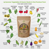 25 Summer Vegetable and Green Seeds Variety Pack - Over 2500 Non-GMO, Heirloom Seeds - Organo Republic