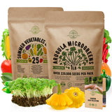25 Summer Vegetable & Arugula Microgreens Seeds Bundle Non-GMO Heirloom Seeds for Planting Indoor and Outdoor Over 222,500 Microgreen & Vegetable Seeds in One Value Bundle - Organo Republic