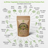 25 Winter Vegetable & 8 Onions Seeds Variety Packs Bundle Non-GMO Heirloom Seeds - Organo Republic