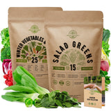 25 Winter Vegetables & 15 Greens Seeds Variety Packs in One Value Bundle Non-GMO Heirloom Seeds for Planting Indoor and Outdoor. Over 14000 Seeds - Organo Republic