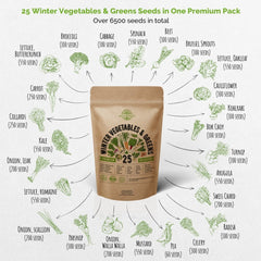 25 Winter Vegetables & 18 Culinary Herb Seeds Variety Packs in One Value Bundle - Organo Republic