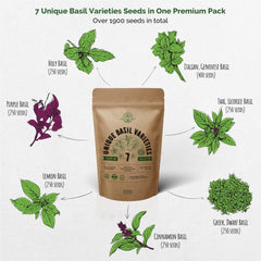 7 Basil Herb & 18 Culinary Herb Seeds Variety Packs Bundle - Organo Republic