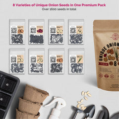 8 Onion & 25 Summer Vegetable Seeds Variety Packs Bundle - Organo Republic