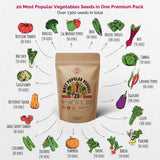 Arugula Microgreens & 20 Most Popular Vegetables Seeds Bundle Non-GMO Heirloom Seeds - Organo Republic
