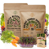 Radish Sprouting & Microgreen and 10 Carrot Seeds Variety Packs Bundle Non-GMO Heirloom Seeds for Planting Indoor and Outdoor Over 53,000 Microgreen & Carrot Seeds in One Value Bundle - Organo Republic